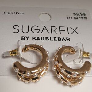 SUGARFIX BY BAUBLEBAR GOLDTONE PEARL HOOPS